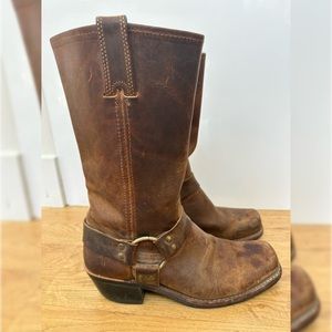 Frye Tall Leather Harness Biker Boots